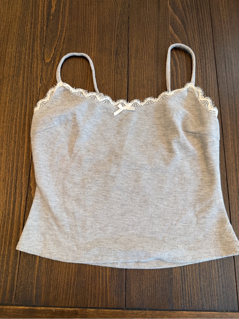 White Fox Grey Lace Tank Top